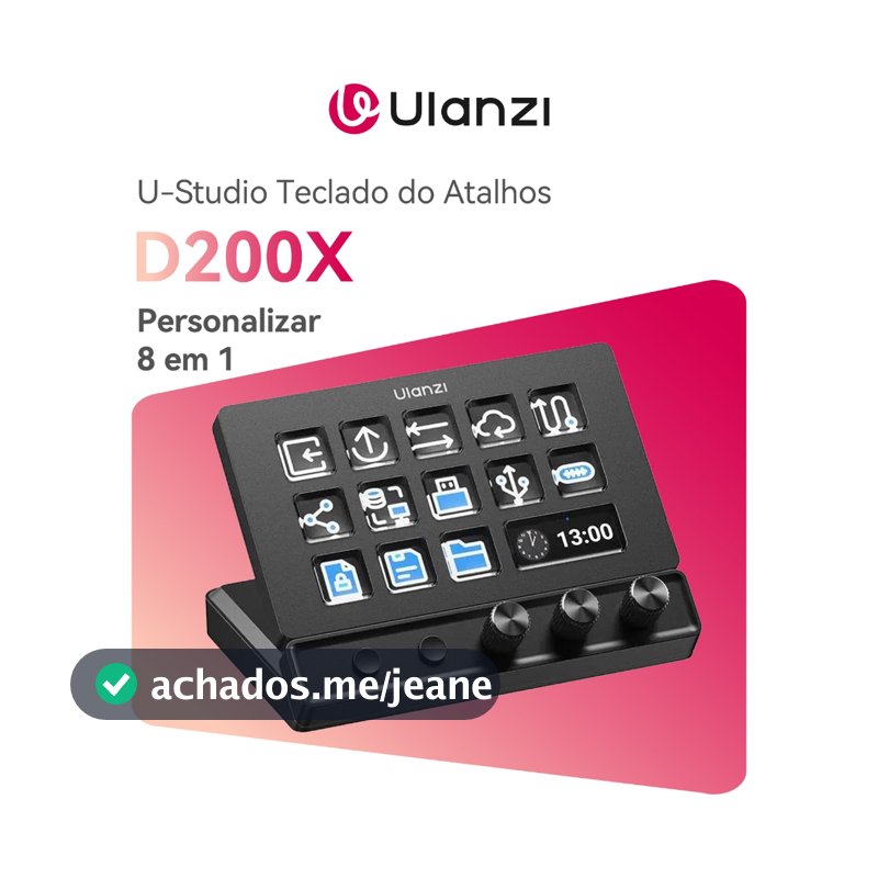 ULANZI D200X  8 em 1 Deck U-Studio Stream Teclado controlador 14 teclas LCD, USB-C/SD/TF Para PC/Mac