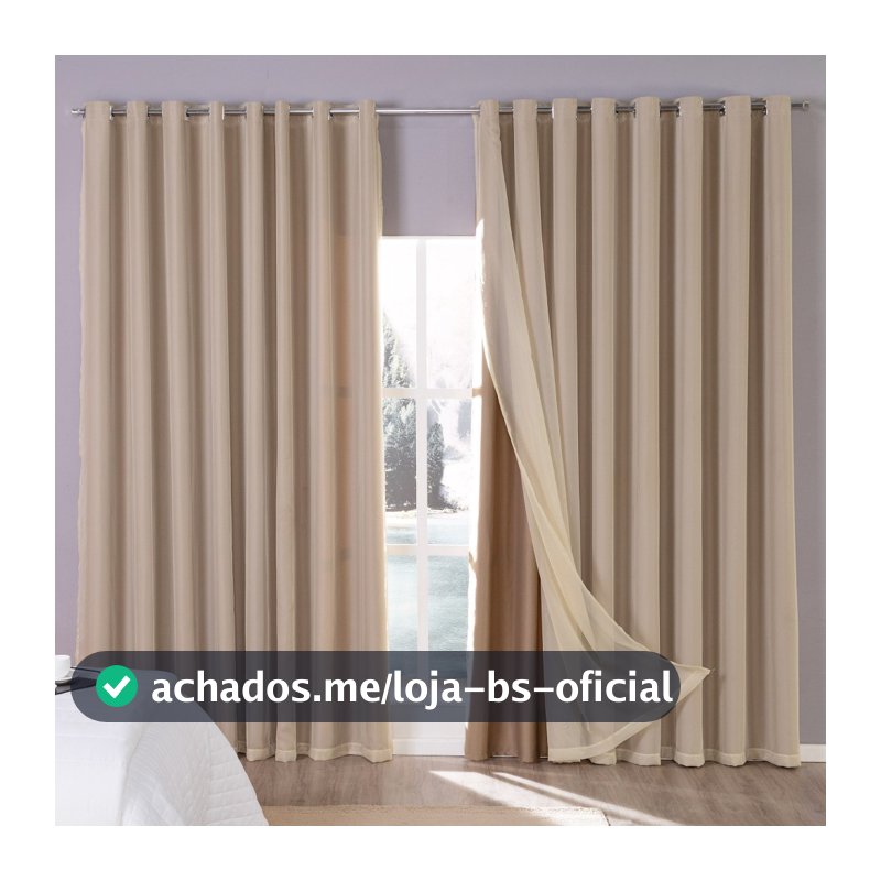 Cortina Tecido Blackout com Voil 3,00m x 2,70m Sala Quarto Adulto e Infantil