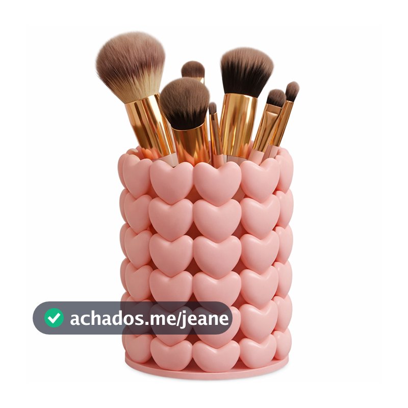 Porta Pincéis De Maquiagem Decorativo Corações Almofadados Organizador Moderno Fosco