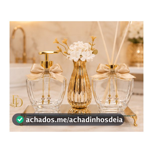 Kit Lavabo Banheiro Vidro Estrela 250ml com Bandeja Vaso Difusor e Porta Sabonete Líquido - Bandeja Opcional