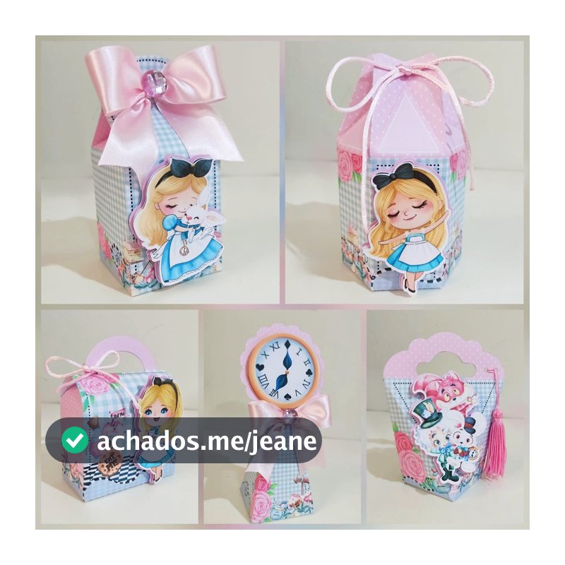 Kit Papelaria Personalizada Alice No País Das Maravilhas Caixa Caixinha para Festa DESMONTADO