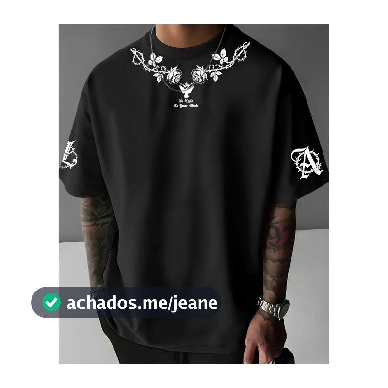 Camiseta Oversized Masculina Estampa Gótica Tribal Streetwear Street Style Unissex camiseta larga estilosa, camiseta hip