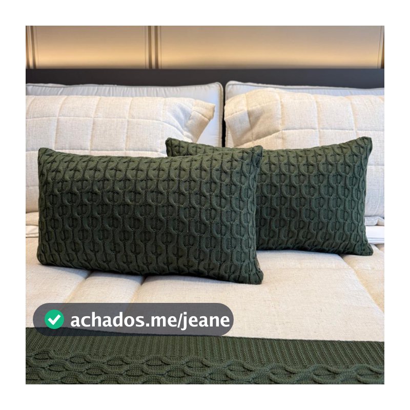 Capa Almofada Tricot Premium Colméia 30x50 com Ziper Decoração Quarto Sofá Casa Luxo Home Decor