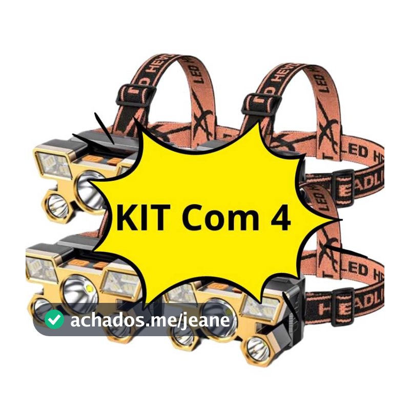 KIT COM 4 Lanternas De Cabeça MAIS FORTE 5 LED Super Brilhante À Prova D 'Água USB Recarregável 4 modos  MT107 (9) mtk80