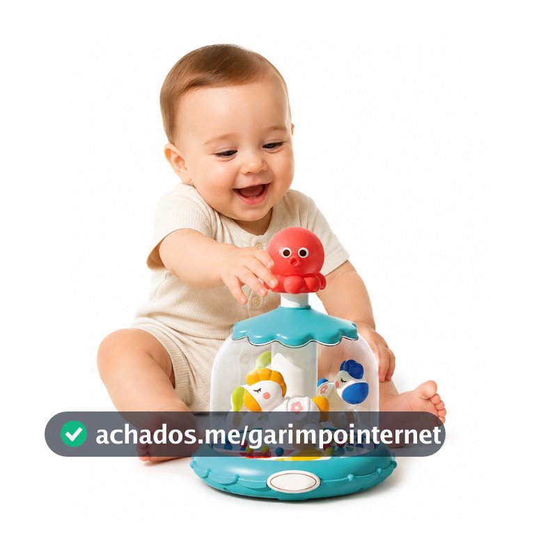 Brinquedo Infantil Carrossel Musical Giratório para Bebê com Bolinhas Coloridas – Estimula Coordenação Motora e Desenvol