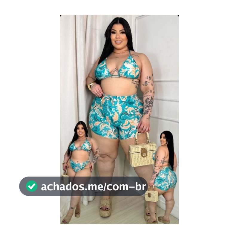 biquíni plus size 3 peças com bojo