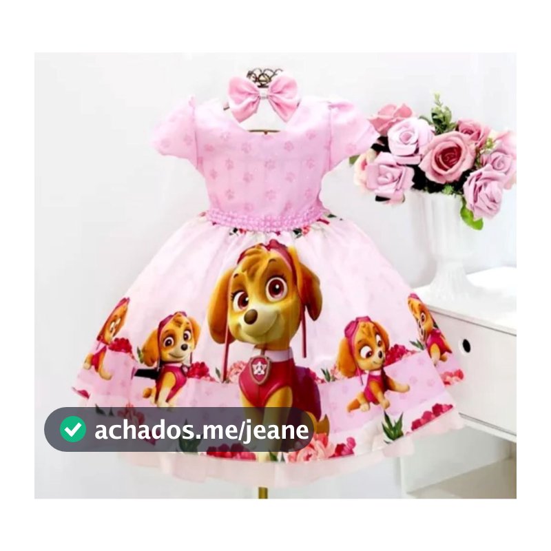 Vestido Patrulha Canina Infantil Festa Luxo