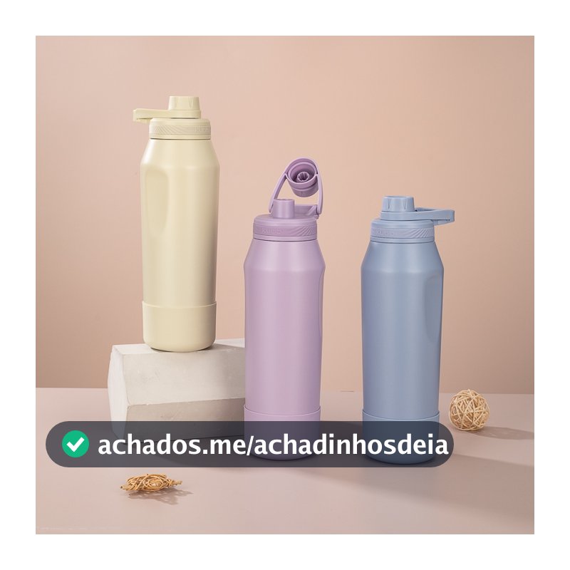 Garrafa Térmica Kubb 650ml 950ml Inox Personalizada Hydra Color com Capa Silicone Academia Esporte Gelada Quente