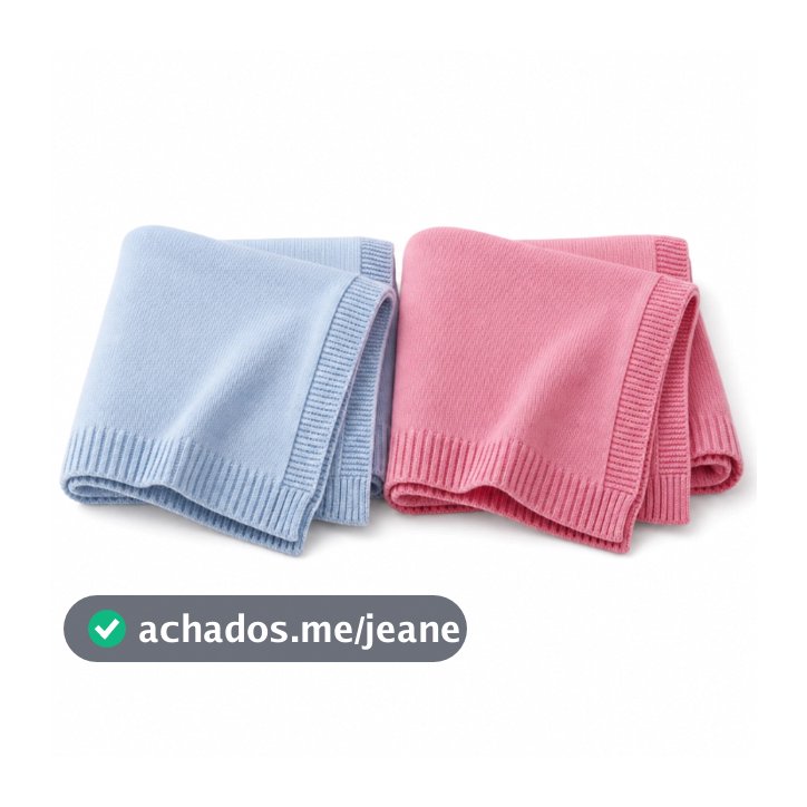 Kit 2 Mantas Cobertor de Bebê Tricô Unisexx RN Saída Maternidade Menino Menina