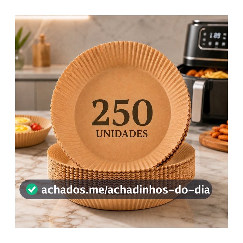 Kit 250 Forro Papel Airfryer Descartável Forma Antiaderente