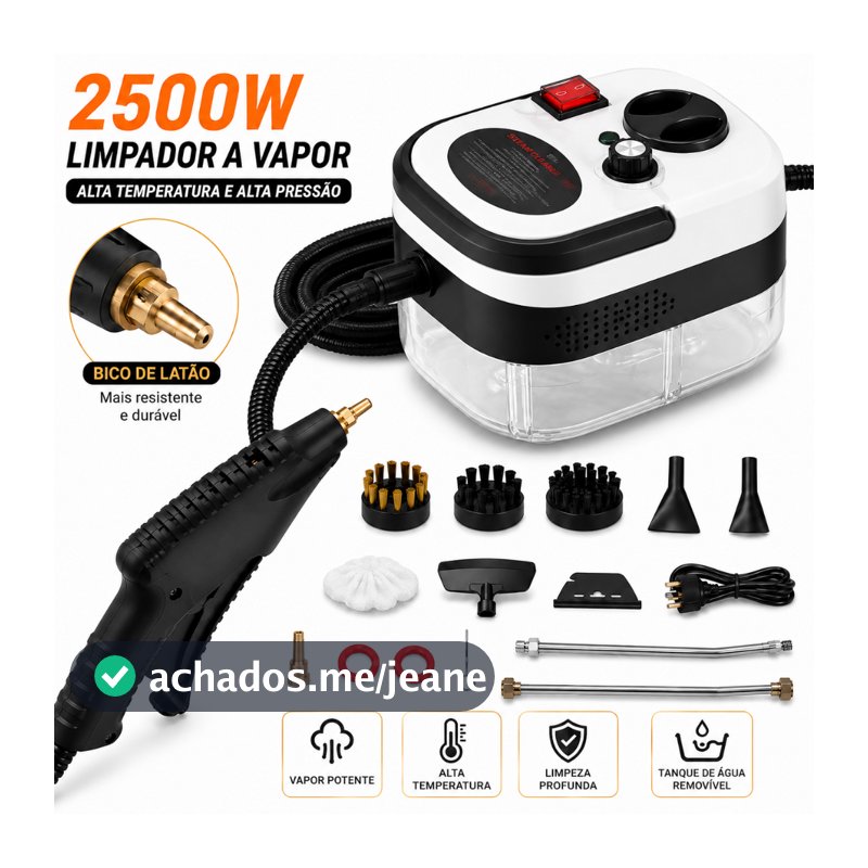 Limpador a Vapor Portátil 2500W Máquina de Limpeza de Alta Temperatura e Pressão 110V