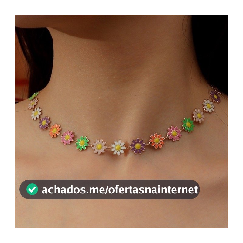 colar De girassóis coloridos Folheado Banhado A Ouro 18K Prata 925