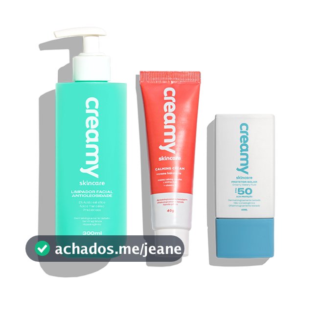 Kit Calming Cream + Protetor Solar Watery Fluid FPS 50 + Limpador Antioleosidade