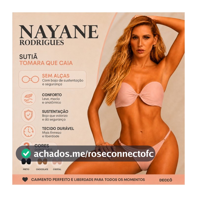 Sutia Nayane Rodrigues Tomara que Caia com Bojo e Aro Liso de Alta Sustentacao Push Up Confortavel