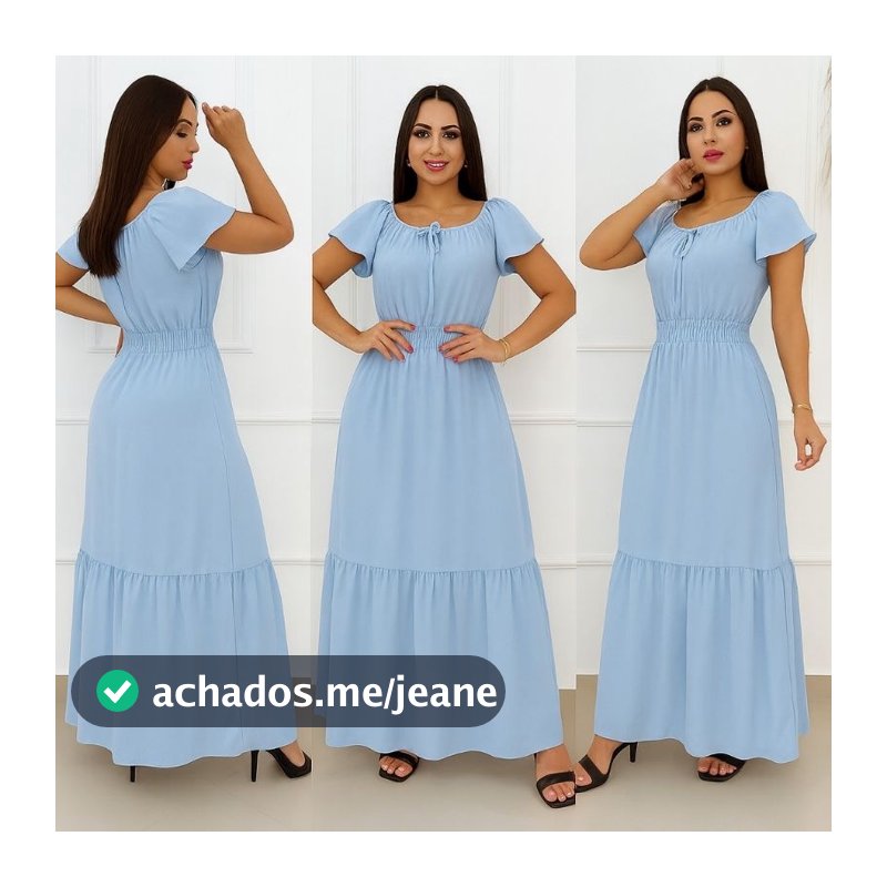 Vestido Longo Feminino Duna com Manga Ciganinha – Leve, Fresco e Confortável