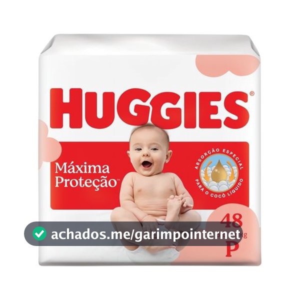 Huggies Fralda Descartável Máxima Proteção P - 48 Un
