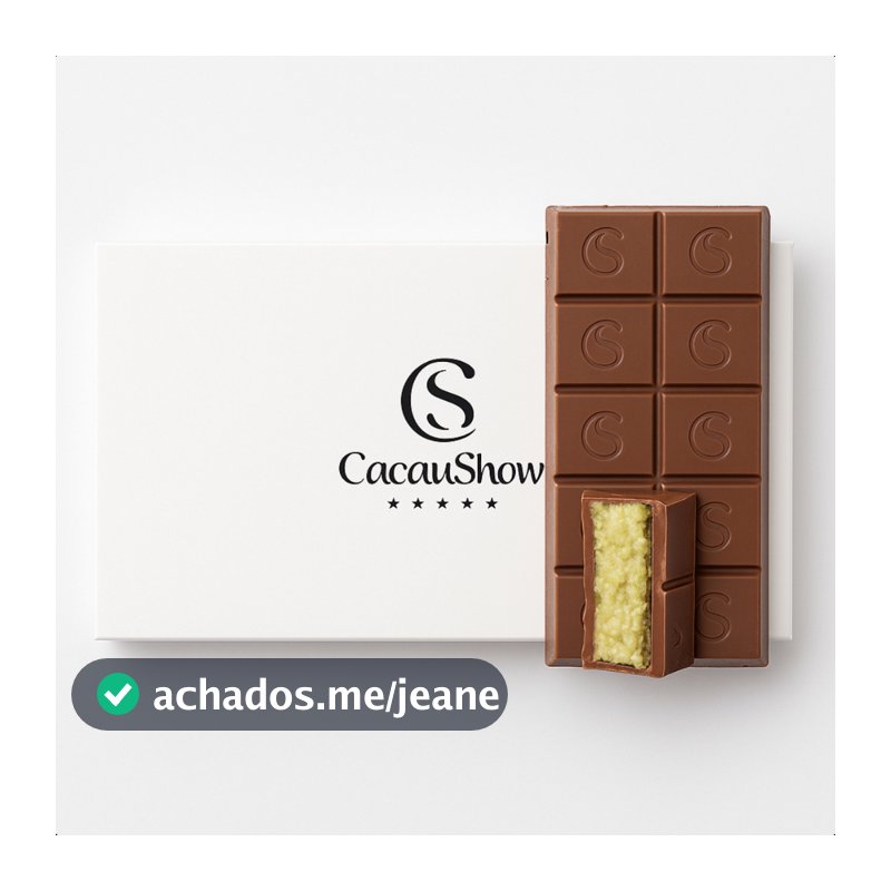 Caixa Branca Cacau Show Barato Presente Doce Chocolate Ao Leite Barra De Pistache Brigadeiro