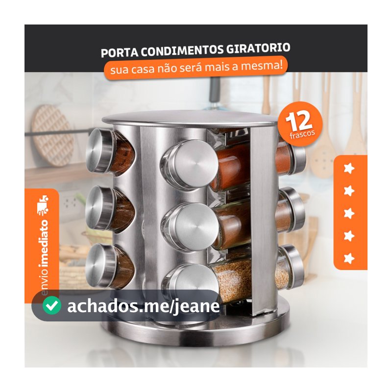 Porta Condimento Giratório -12 Potes -base Inox - Bhz Store