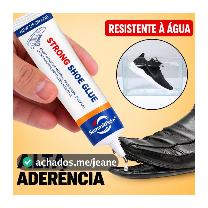 Cola para Sapato e Tênis 60ML Adesivo Forte Flexível Impermeável para Reparo de Sola, Couro, Borracha e PVC 60ML
