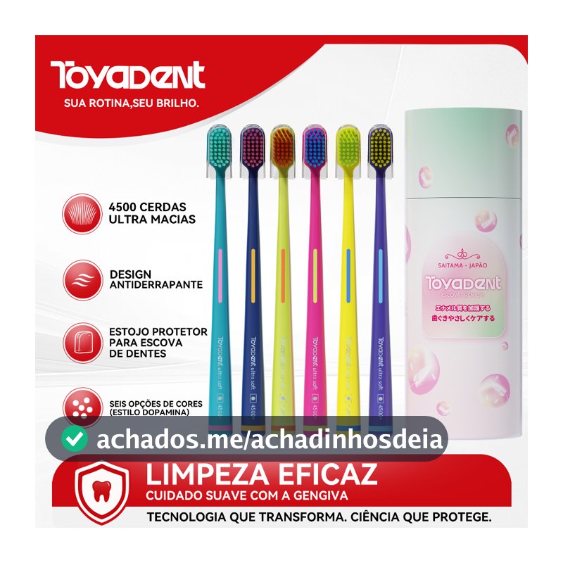 ToyaDent Escova de Dente, Pacote com 6 Unidades – Ideal para Família, 6 Cores