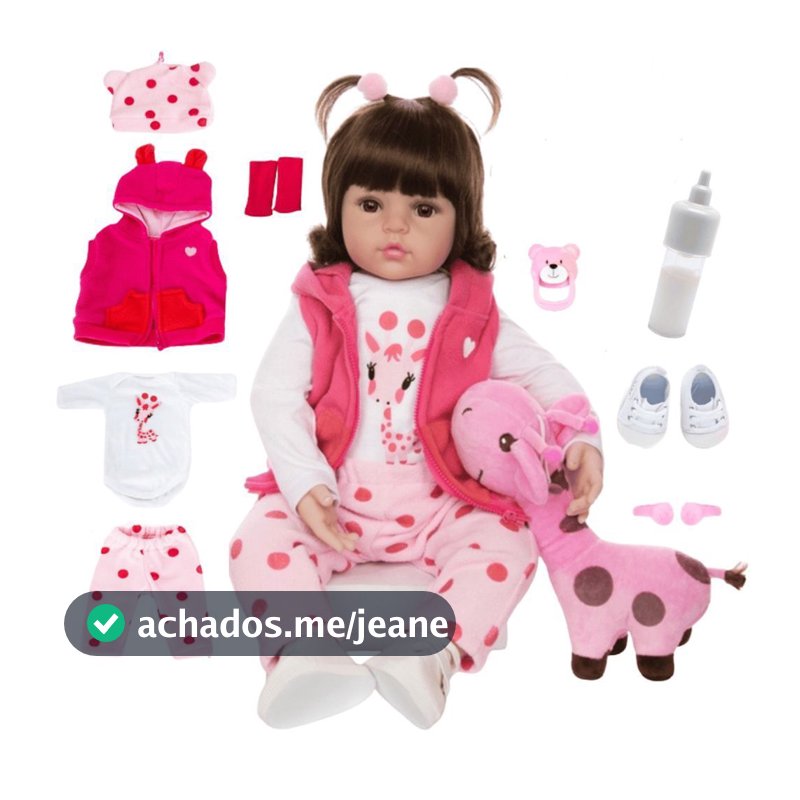 Boneca Reborn Bebê Girafinha Luxo Original Realista de Silicone Menina Pode Dar Banho Envio Imediato