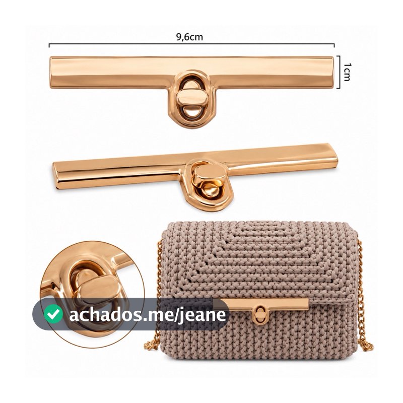 Fecho para bolsa com torniquete cor ouro 9,6CM - com 1 unidade