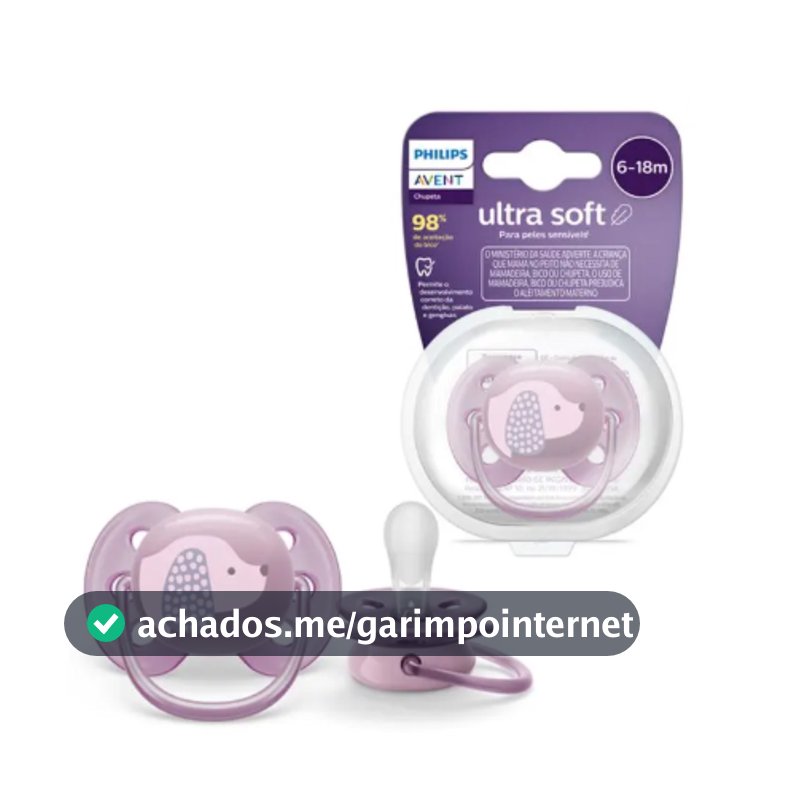 Chupeta Philips Avent Ultra Soft Roxa Menina 6-18m C/estojo