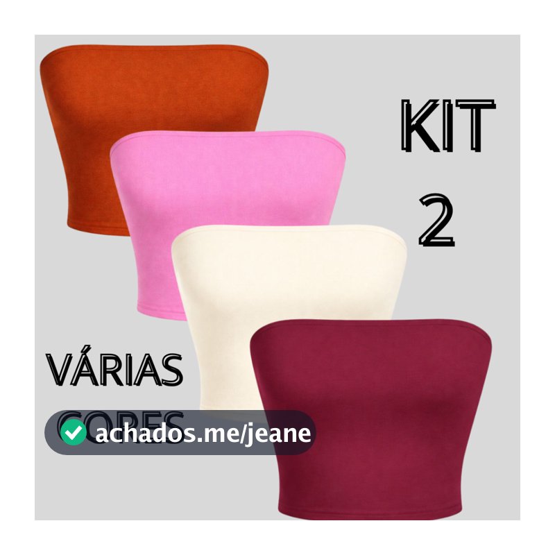 KIT 2 CROPED SUPLEX TOMARA QUE CAIA COLORIDO TOP BÁSICO ACADEMIA TENDENCIA DE MODA ESTILOSA ELEGANTE