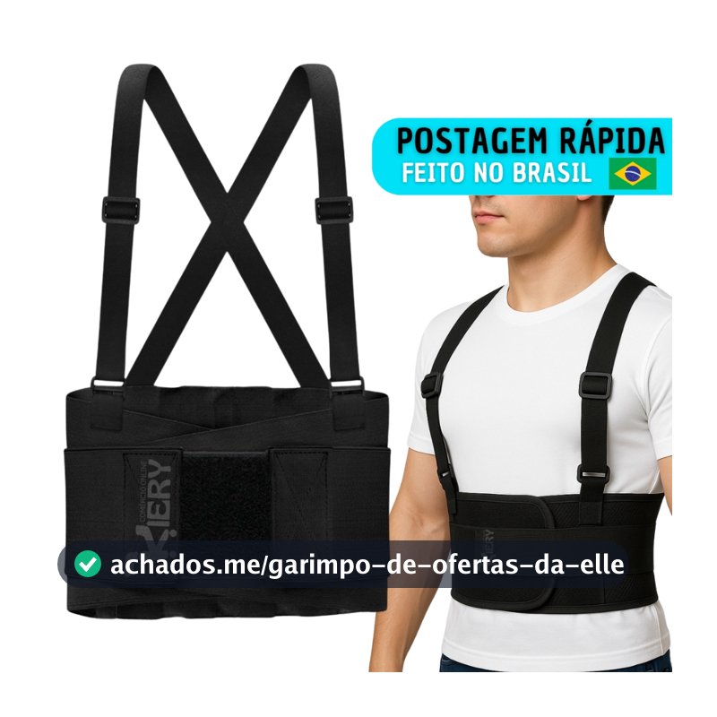 Cinta Colete Lombar Reforçada Elástica Ajustável EPI Corretor Postural Carregar Peso