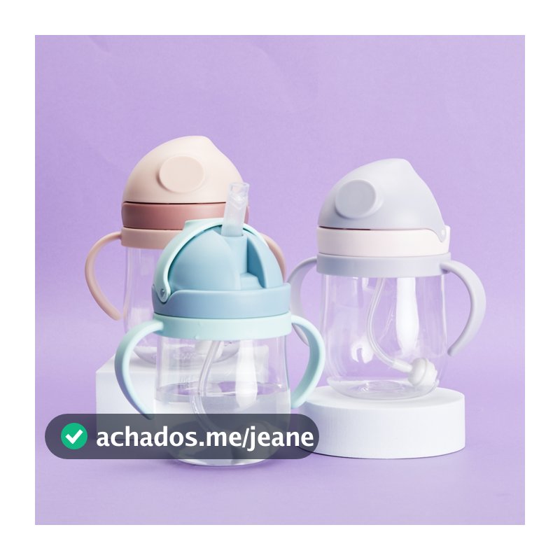 Copo de Transição Infantil 350ml Com Alça E Canudo Antivazamento