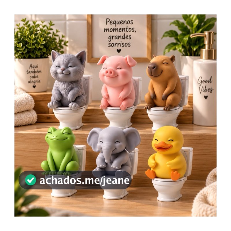 Bichinhos no Vaso Sanitário – Decoração Divertida para Banheiro 🐷🐱🐸🐘🦆