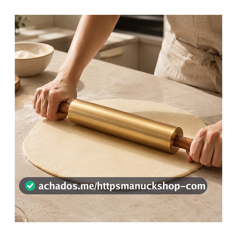 Rolo De Massa Inox Dourado Premium Antiaderente 360° Para Pizza Pão Torta