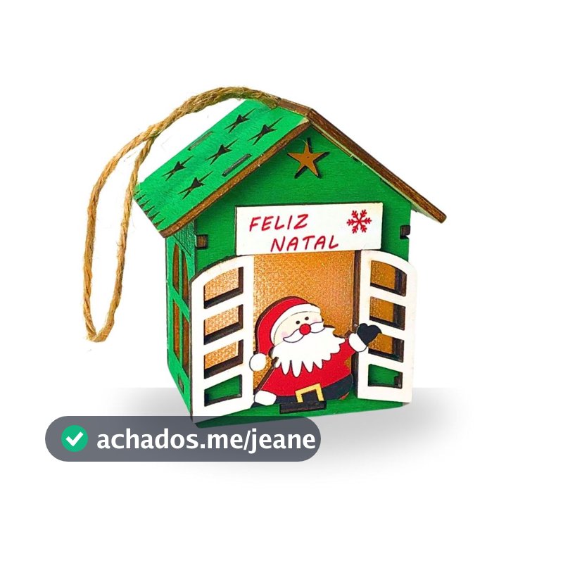 Enfeite de Natal Casinha de Natal Iluminada Papai Noel