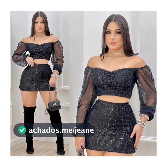Conjunto Festa Brilho Paetê Saia e Cropped Brilhante Manga Longa Tule Bufante Roupas Femininas Moda Gringa Balada Festa