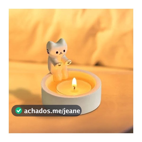 Castiçal Gatinho Cerâmica 6cm Decorativo Porta Vela Fofo Minimalista Presente Criativo Gato