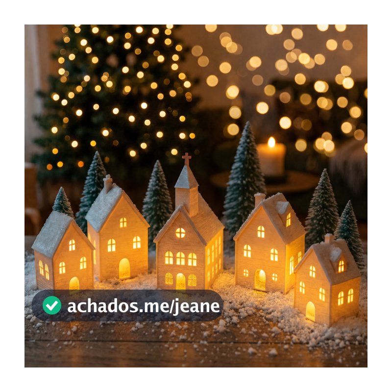 Kit 5 Casinhas Vila Natalina Iluminadas - Com Velas de Led - Magia e Aconchego para o seu Natal!