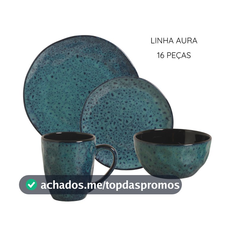 Aparelho de Jantar Linha Aura Orgânica 8 a 28 peças Mesa posta Prato Tigela Caneca Cerâmica Premium