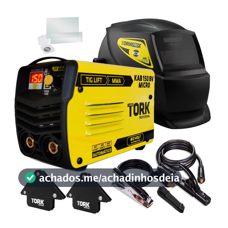 Máquina Inversor Solda 150A Bivolt MMA Tig Lift Mascara 4k Esquadro Tork