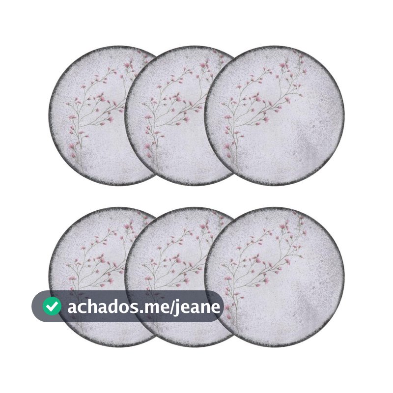 Conjunto 6 Pratos Rasos 25cm Porcelana Floralis Tramontina