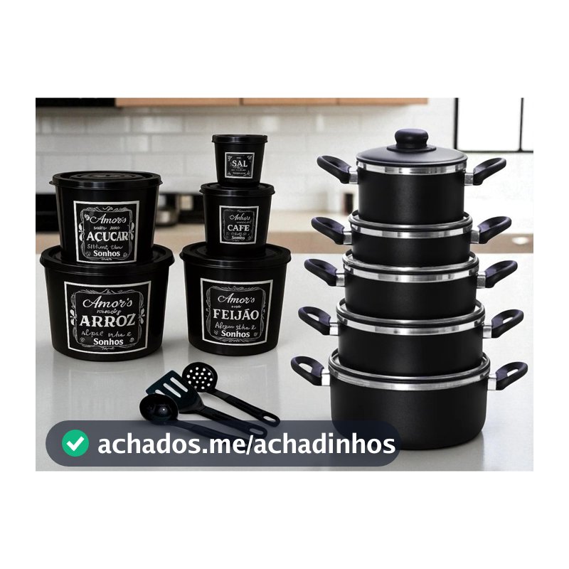 JOGO DE PANELAS Completo com POTE DE MANTIMENTOS para Cozinha