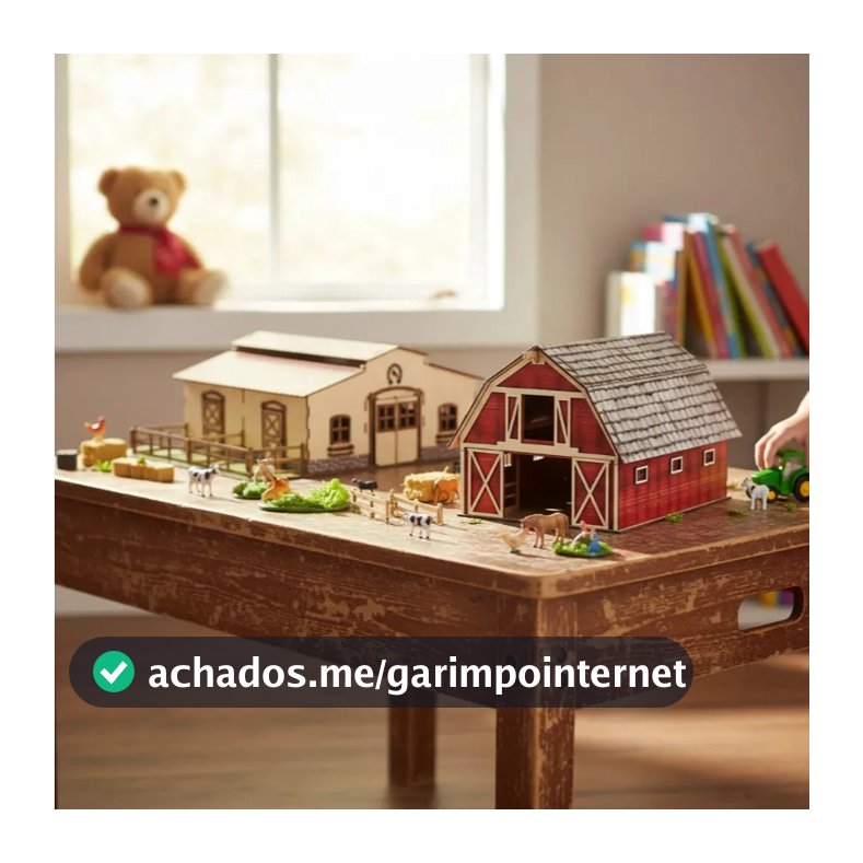 Mini Celeiro E Estábulo Em MDF Adesivado Fazenda Infantil Brinquedo Educativo MDF Criativa