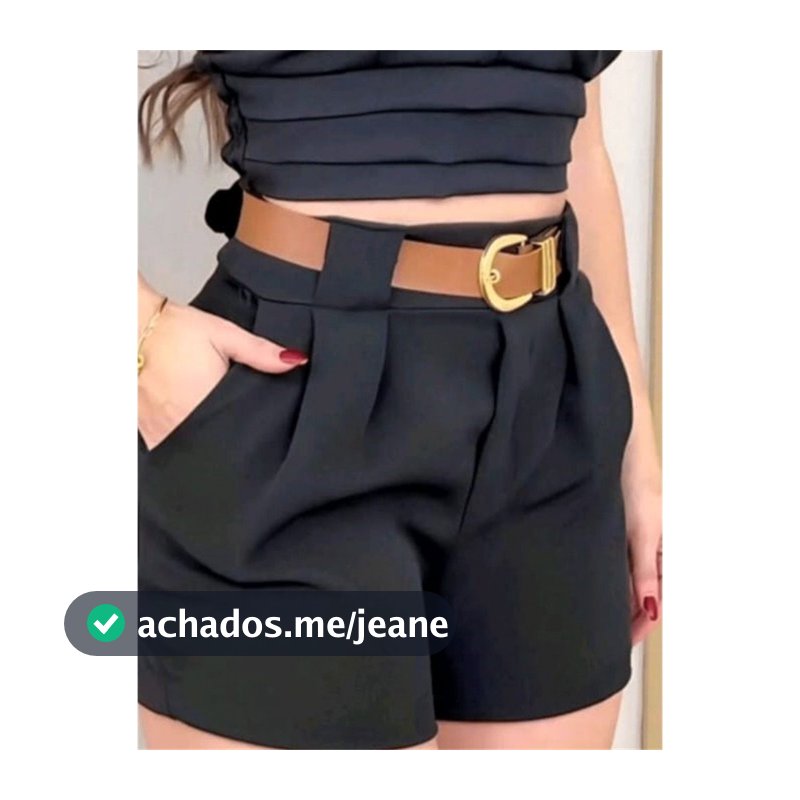Short Alfaiataria Feminino Social Cintura Alta Com Cinto PROMOÇÃO