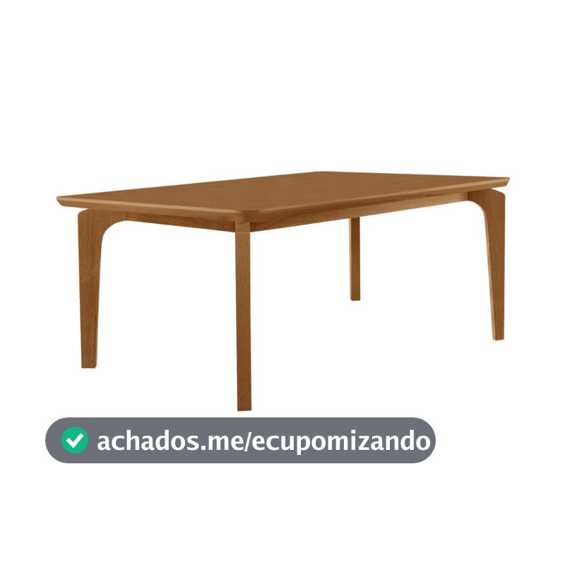 Mesa de Jantar Liz 180cm Tampo MDF Canto Copo Moderna Mobília