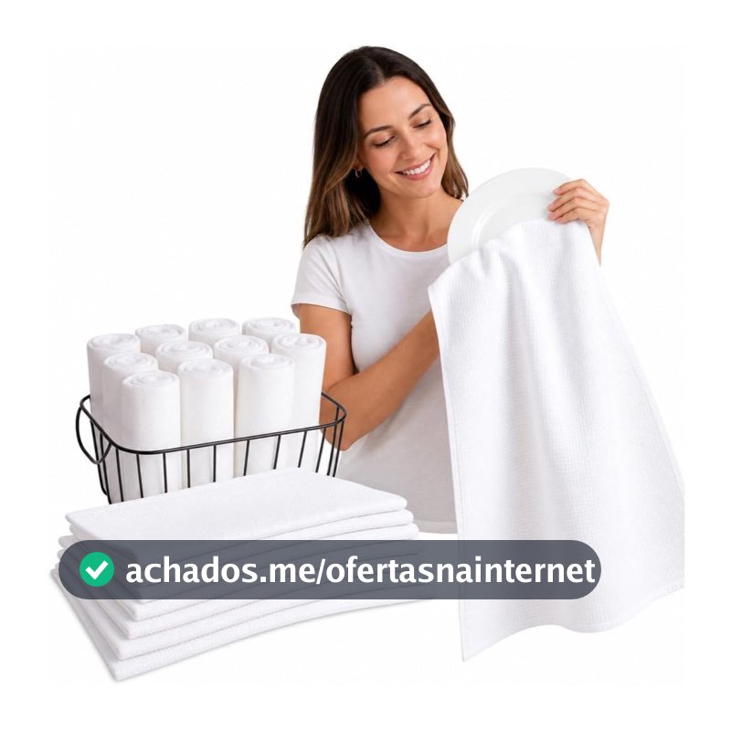 Kit 10 e 5 Panos Prato Branco Liso 100% Algodão Pé Galinha Alta Absorção Costura Reforçada Cozinha