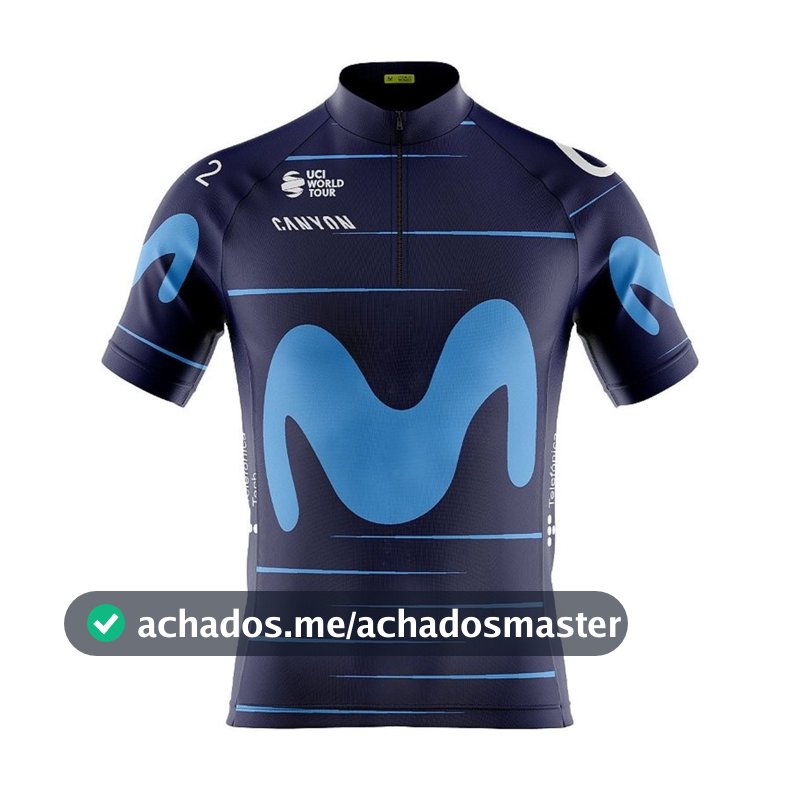 Camiseta Ciclismo Masculina Dryfit Proteção UV Bike MTB Speed Movistar Azul
