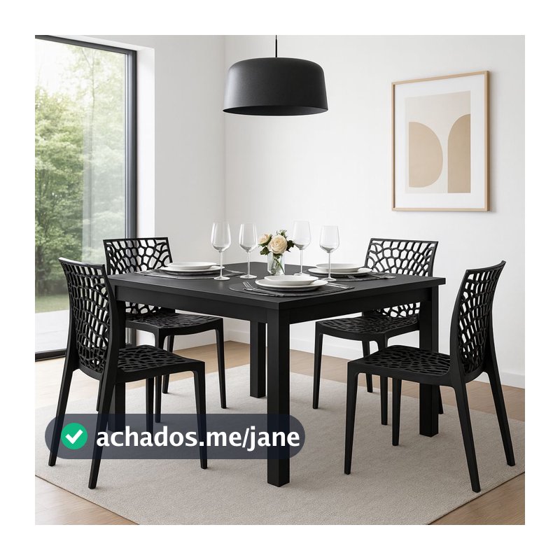 QUEIMA DE ESTOQUE - Mesa de Jantar Quadrada Industrial – Design de Madeira p/ 4 Lugares