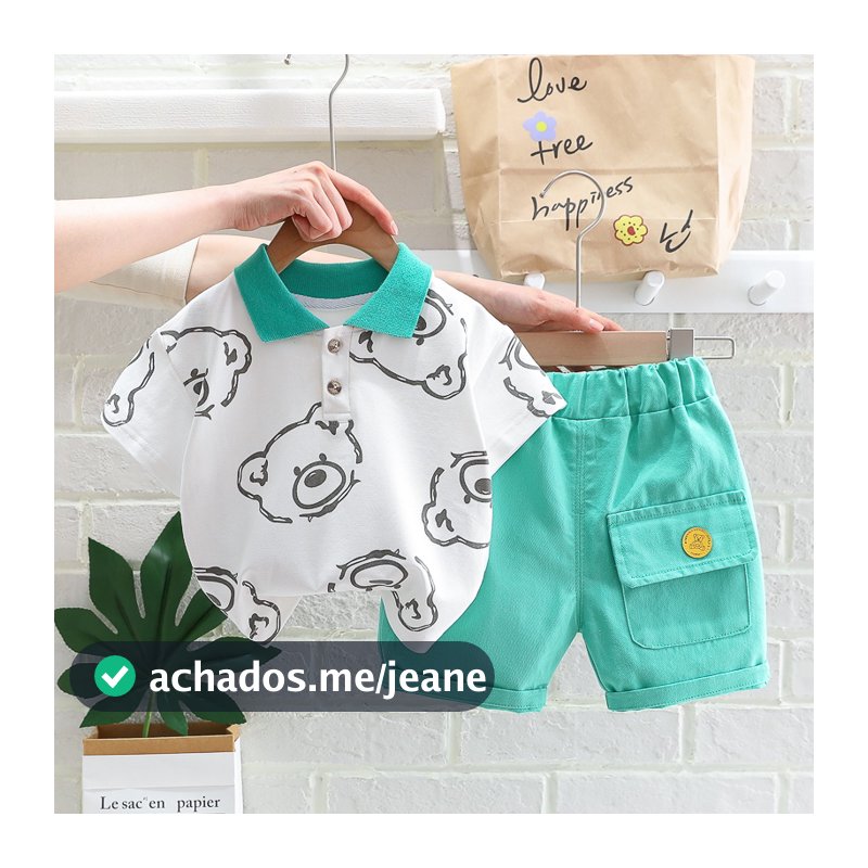 Roupas De Verão Para Bebês Fato Crianças Meninos Meninas Desenho Animado Camiseta Urso 2Pcs/Conjunto De Casuais Roupa De Treino Infantil