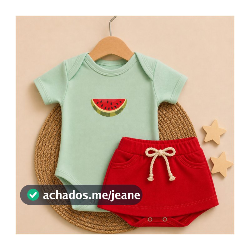 Conjunto de Bebê Menina Básico Dia a Dia Body e Saia 100% Algodão