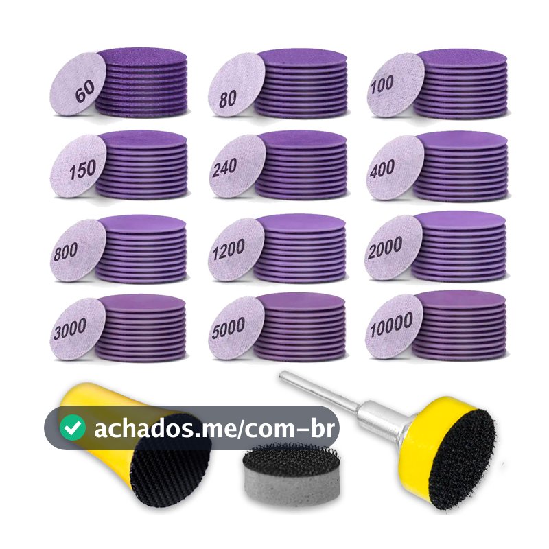 Kit Disco de Lixa 25mm Micro Retífica 124 Pçs Base Aderente