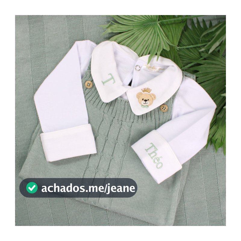 Saída De Maternidade Masculina Bebê Tricô Caio 3 Peças - BODY PERSONALIZADO